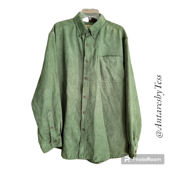 Rugged Earth Outfitters L mens shirt green long sleeve button loose fit gorpcore - Picture 1 of 11